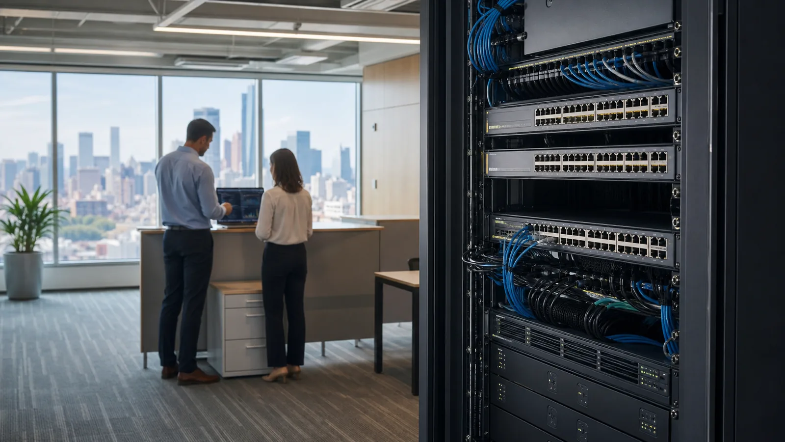 Cybersecurity MSP NYC in NYC: telecom pathways and rack layout for Pro Wiring Inc.